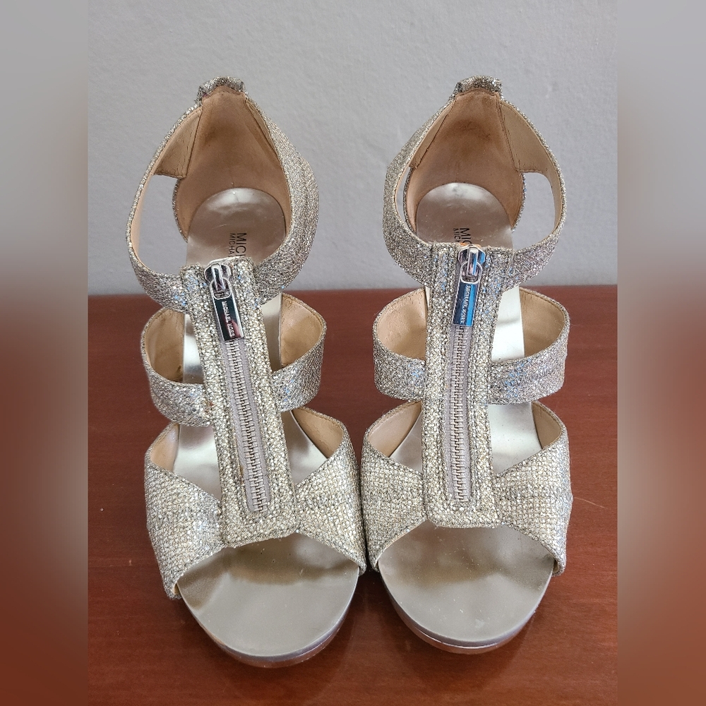 Michael Antonio Silver Glitter Women's Heels